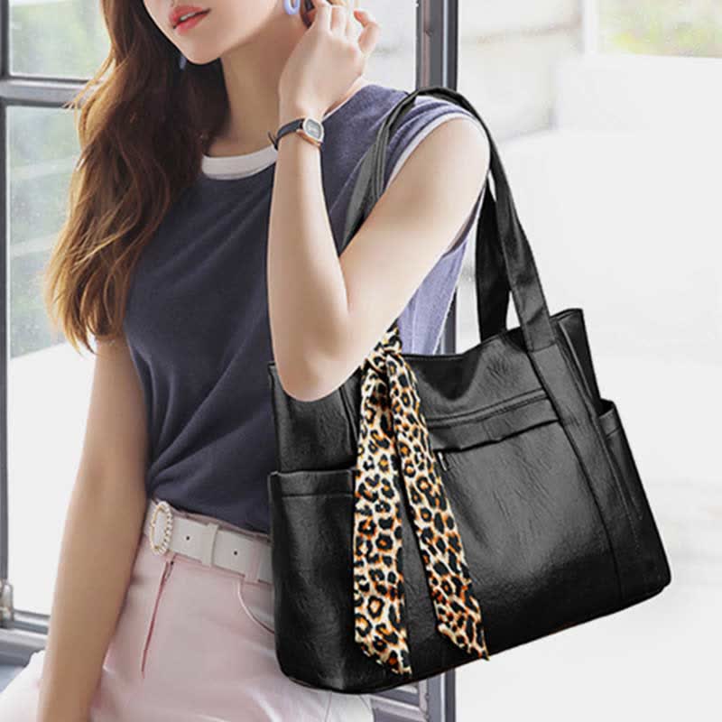 Large Capacity Work Travel Shopping Tote Women's Leather Big Shoulder Bag