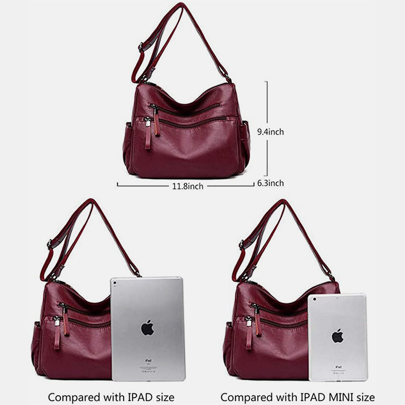 Retro Style Multi-Pocket Large Crossbody Bag