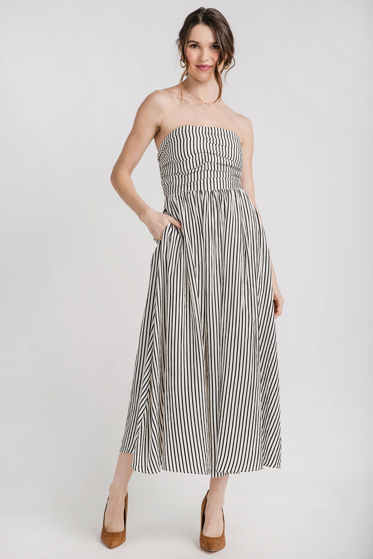 By Together Striped Strapless Dress