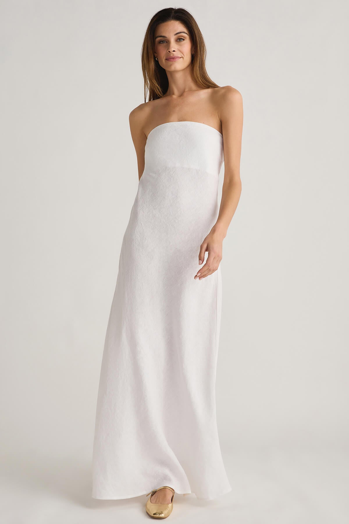 Olivaceous Ella Linen Strapless Dress