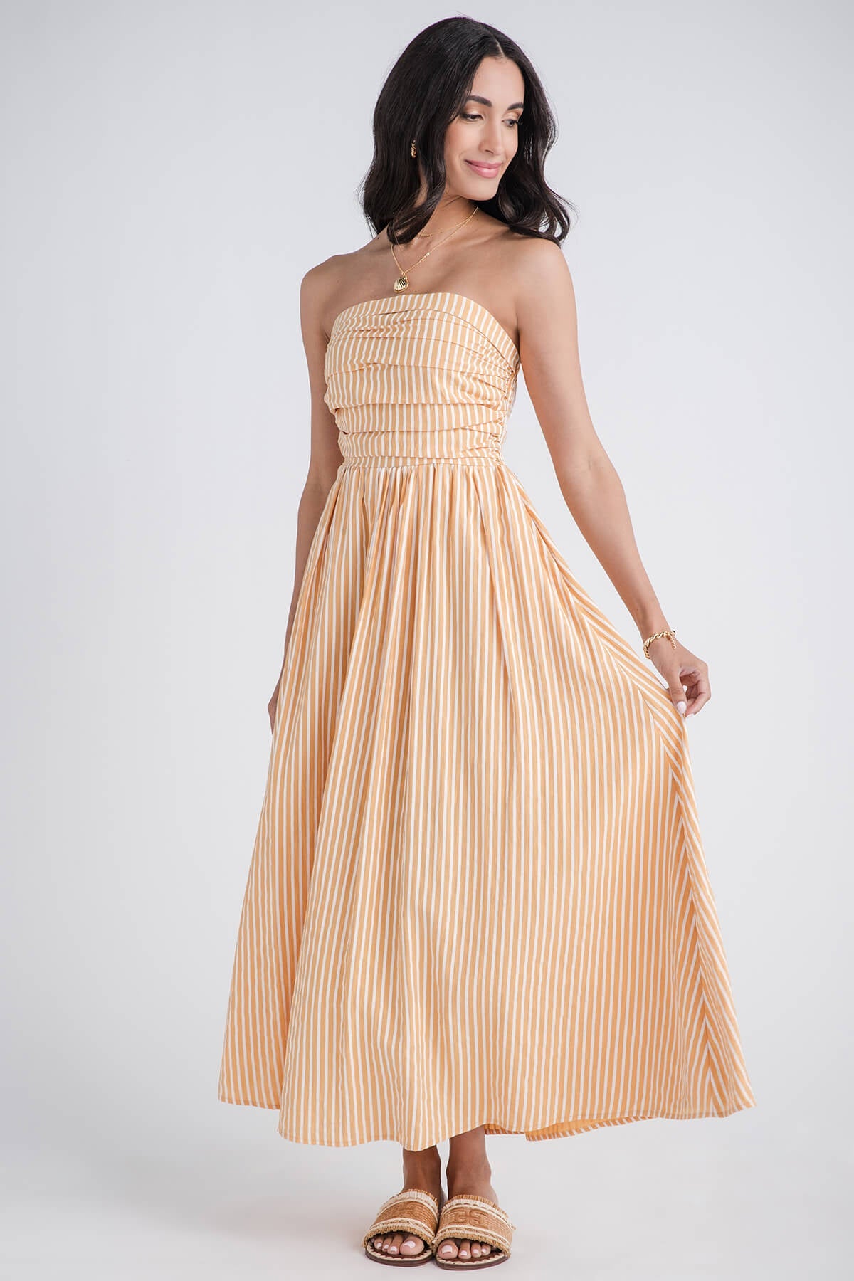 By Together Striped Strapless Dress