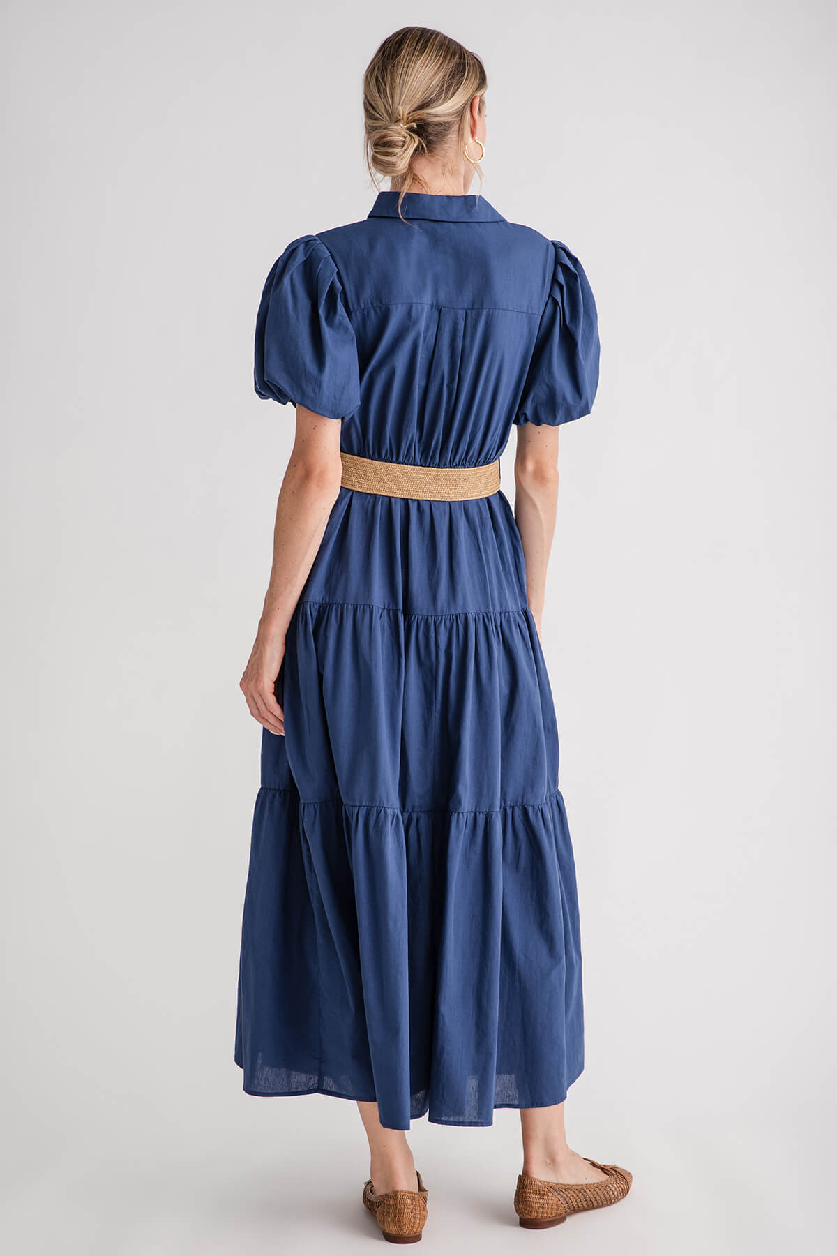 Pinch Buttondown Belted Maxi Dress