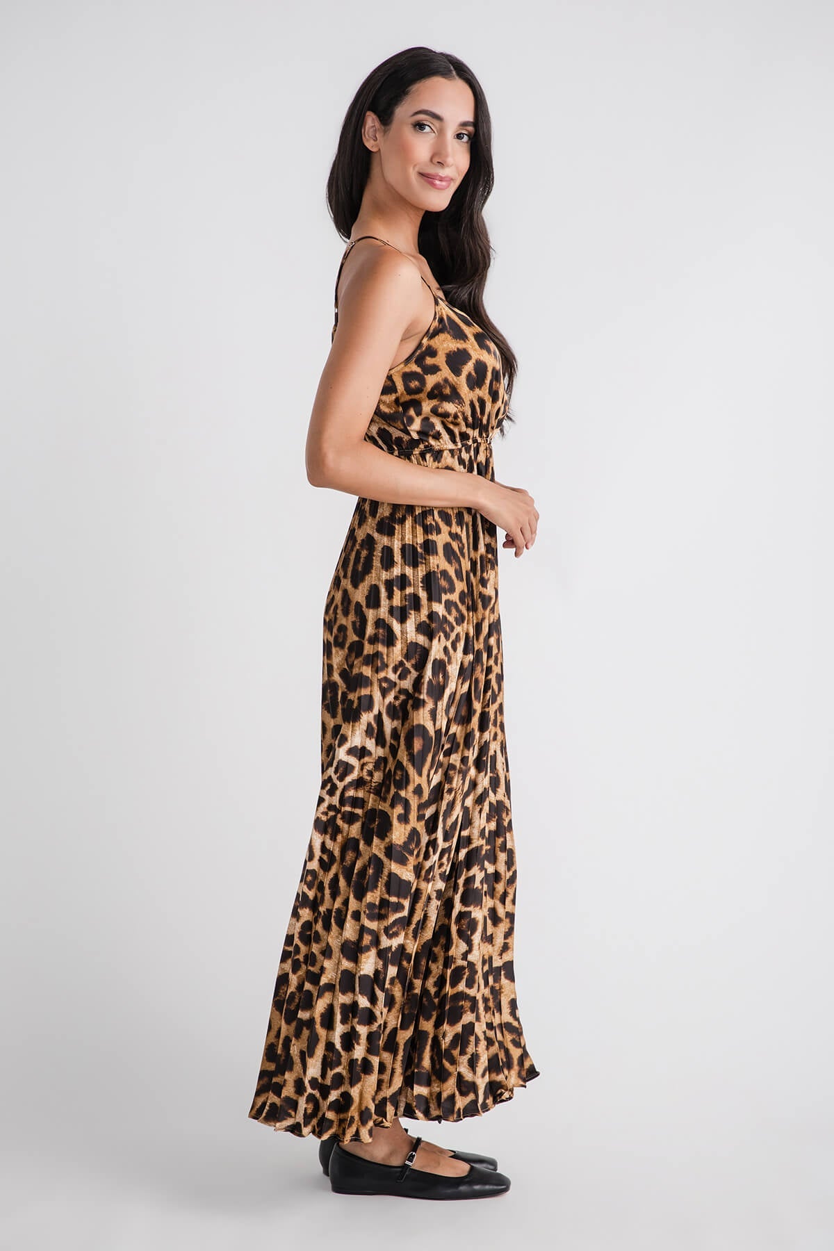 Miou Muse Leopard Print Pleated Dress