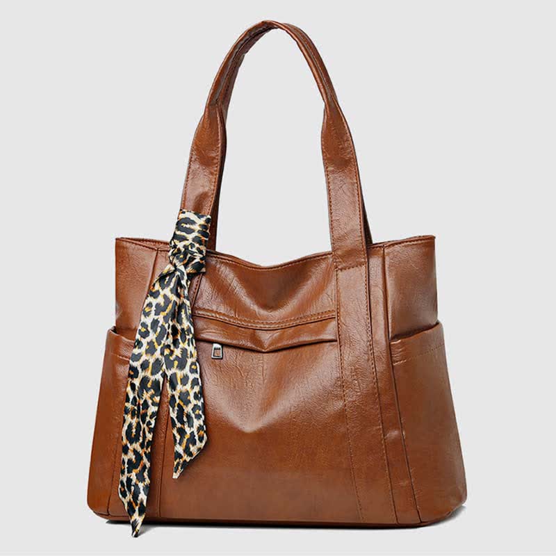 Large Capacity Work Travel Shopping Tote Women's Leather Big Shoulder Bag